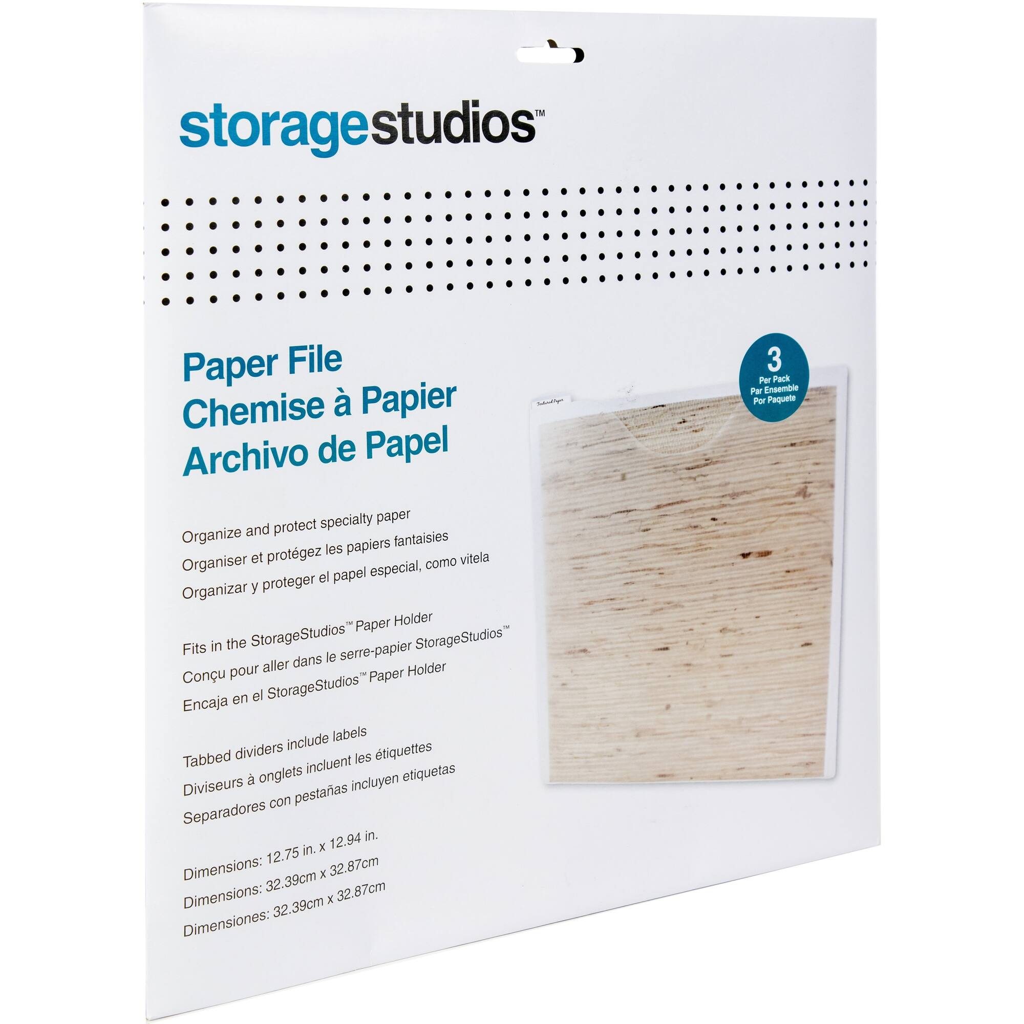 Storage Studios 13" x 13" Paper Files with Tabbed Dividers & Labels, 3ct.
